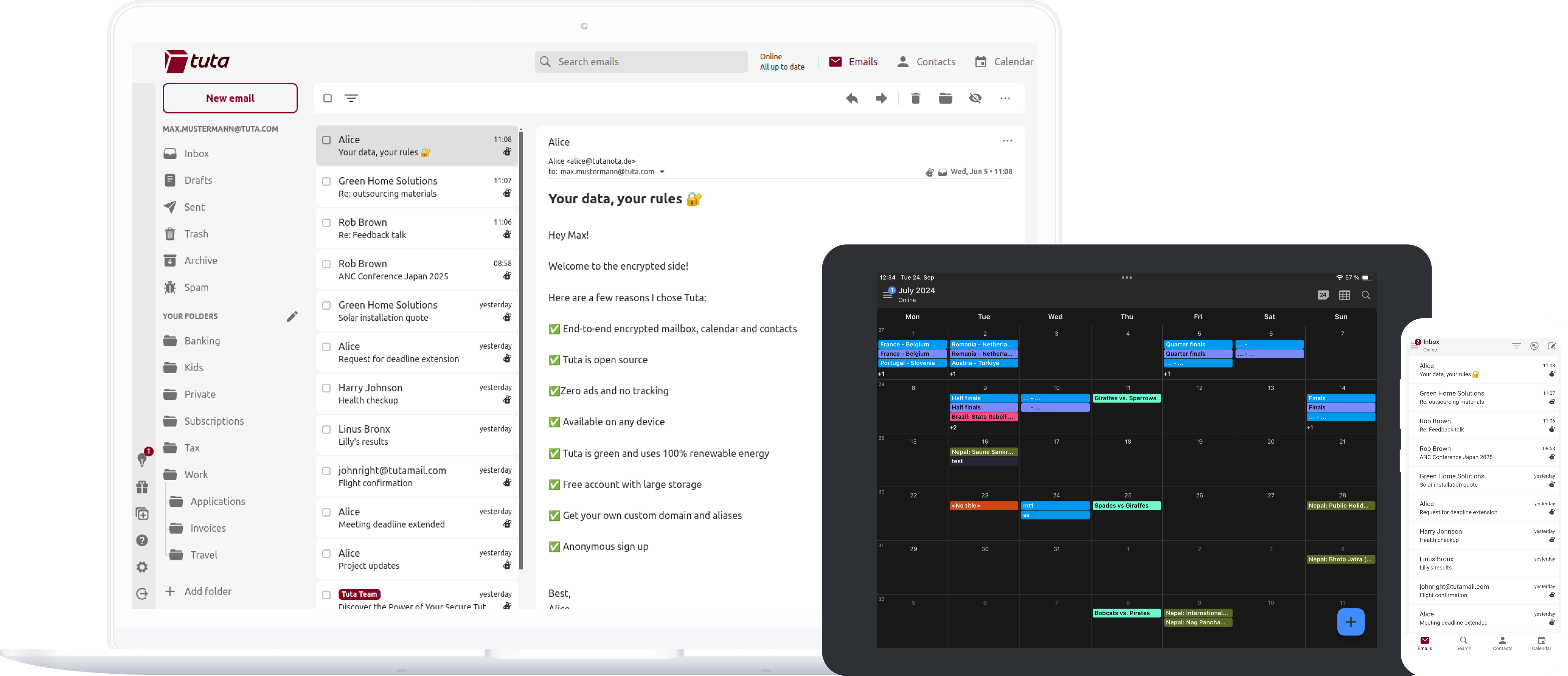 Screenshot der Desktopoberfl&auml;che von Tuta.