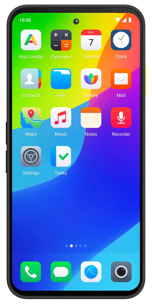 Ein Smartphone mit e/os auf dem Display